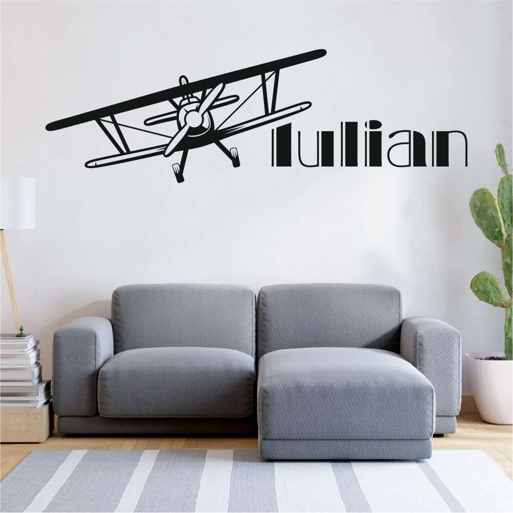 Sticker perete Avion clasic cu nume