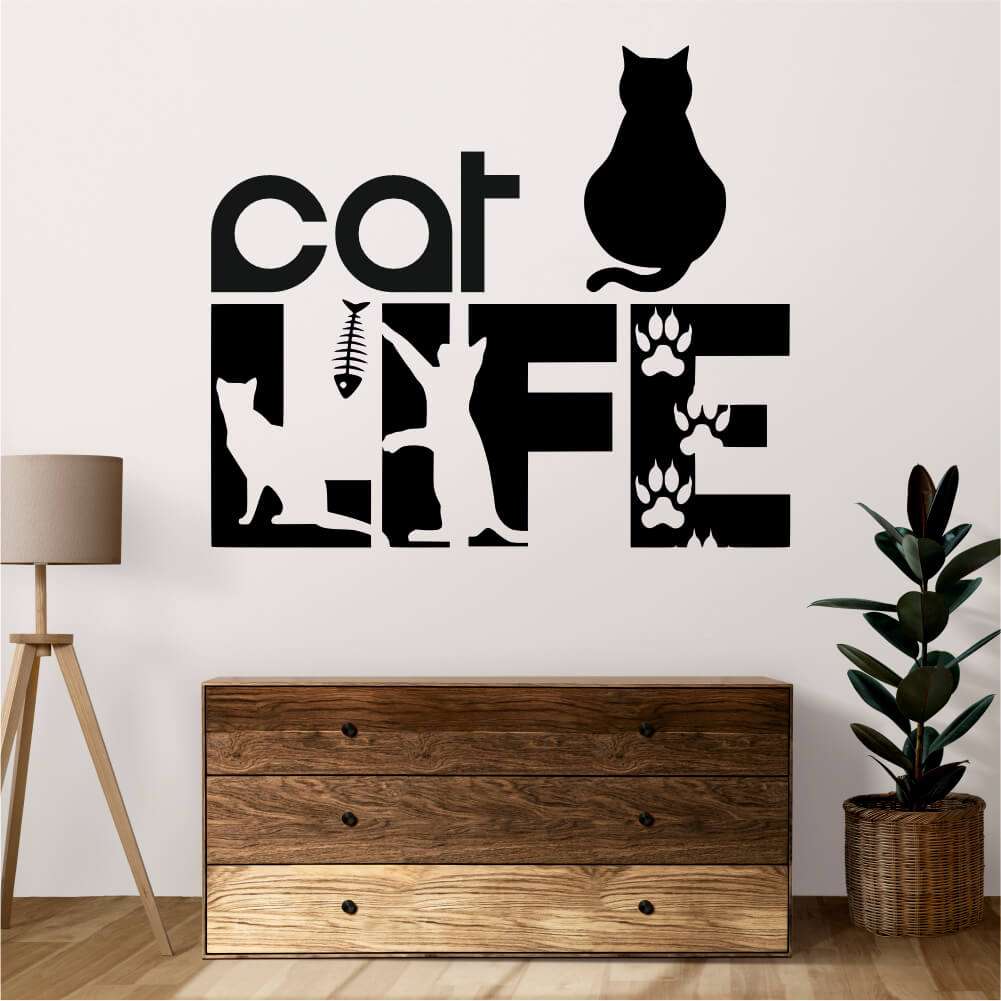 Sticker perete silueta Cat life