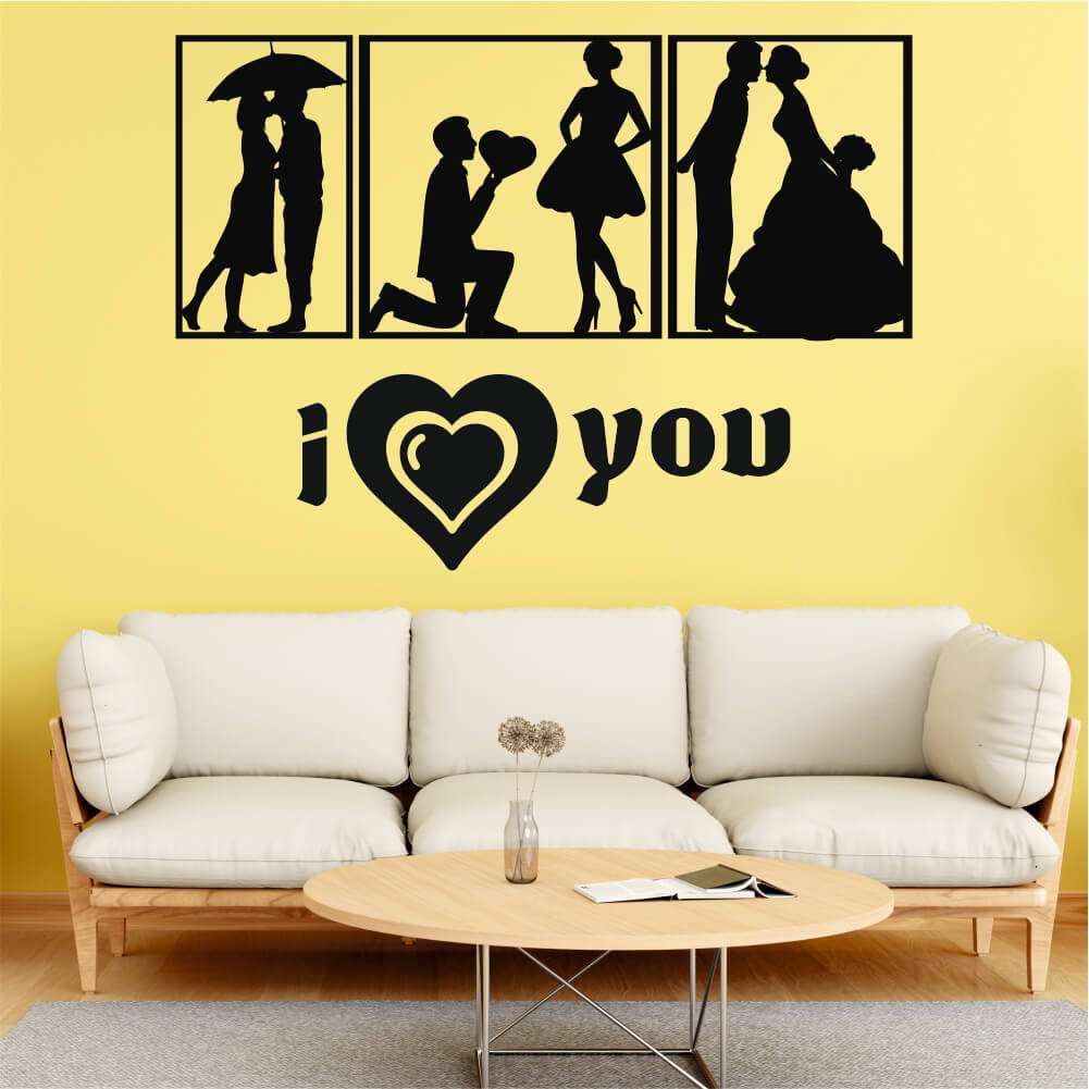 Sticker perete silueta I Love you Cuplu tablou 1