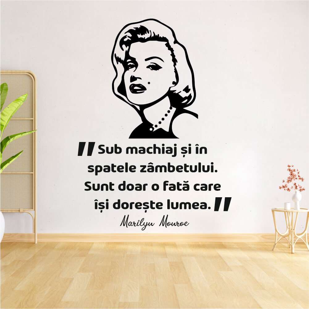 Sticker perete silueta Marilyn Monroe Citat wallsign