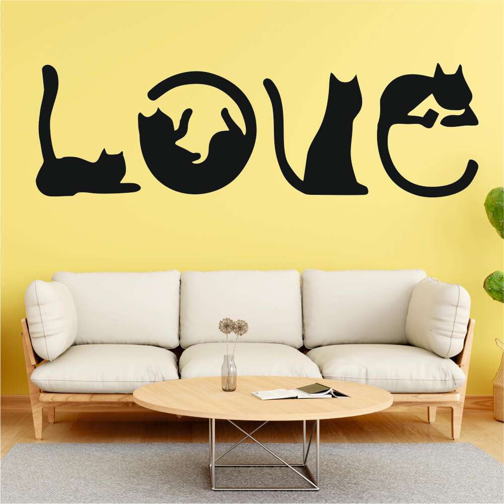 Sticker perete silueta – Pisicile Love 1