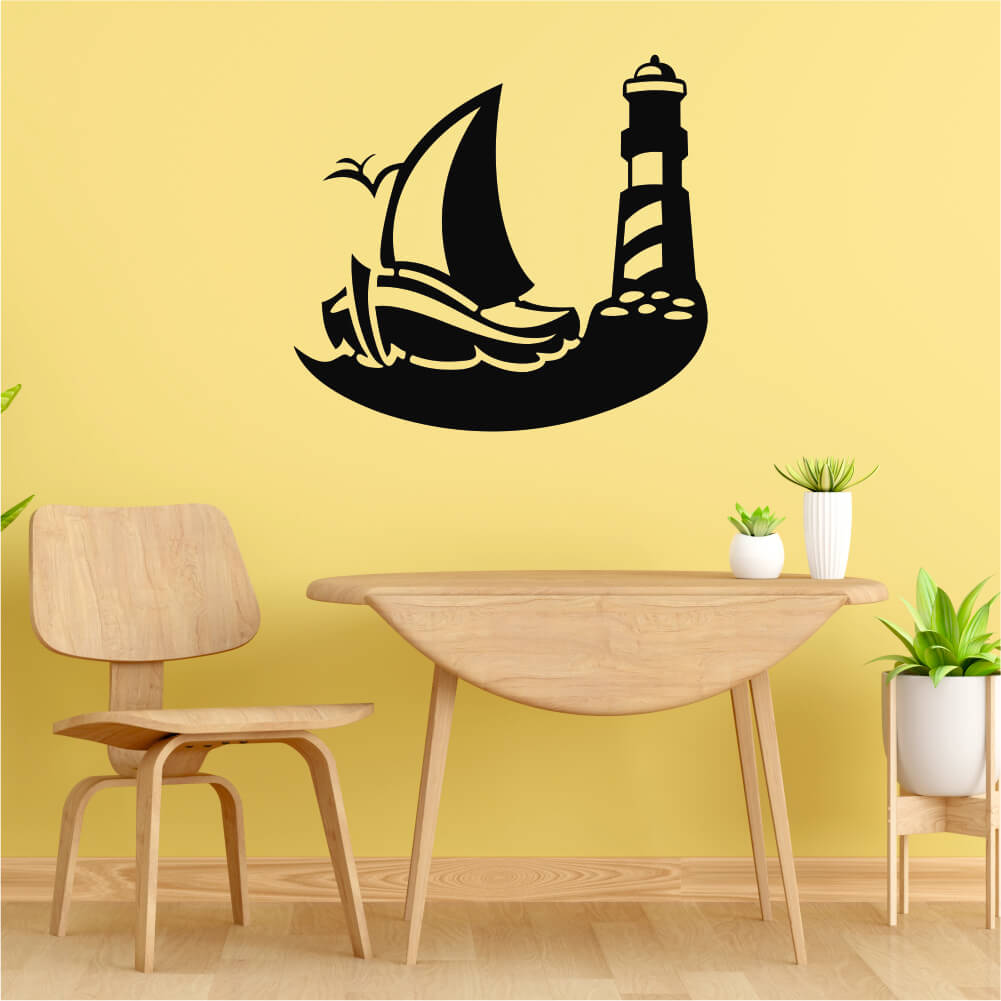 Sticker perete siluetă Barcă cu pânze