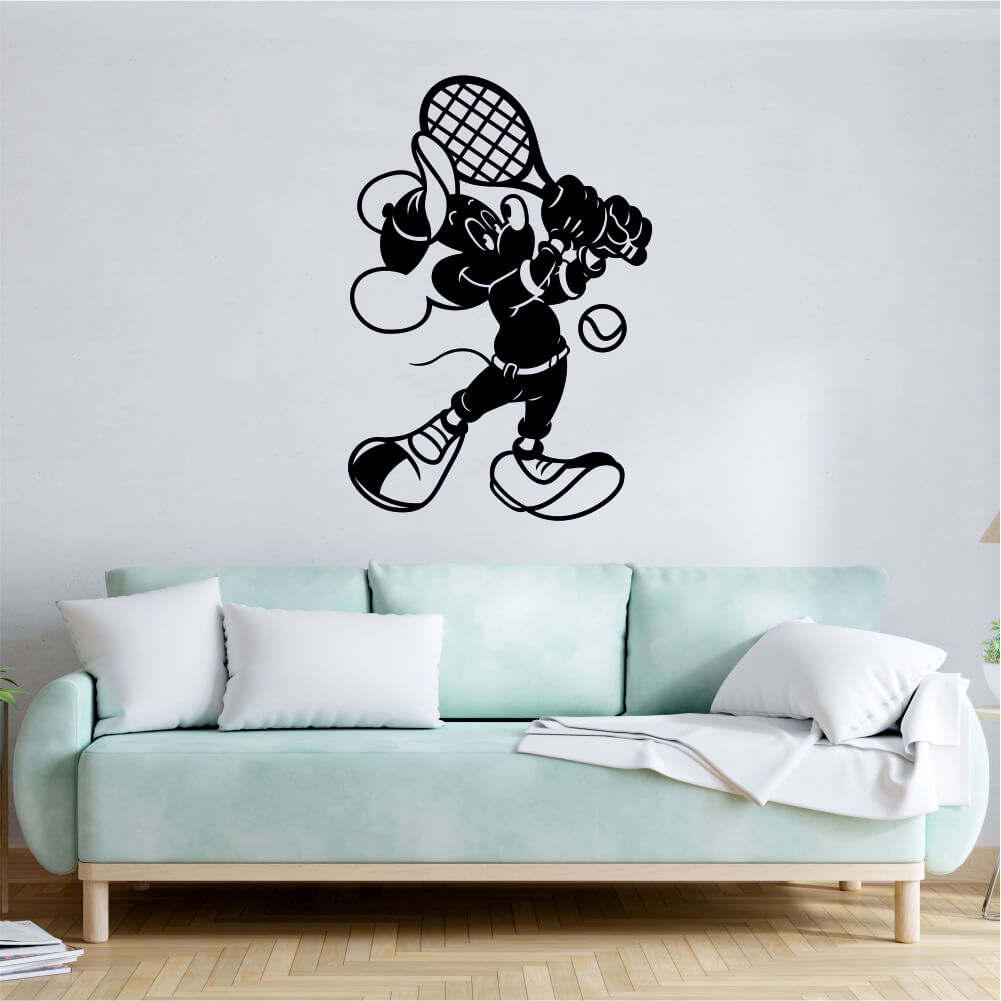 Sticker perete siluetă Mickey jucând tenis