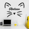 Sticker perete siluetă Pisica LOVE Nume copil