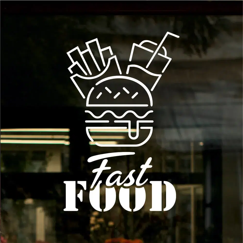 Sticker silueta vitrina geam Fast Food