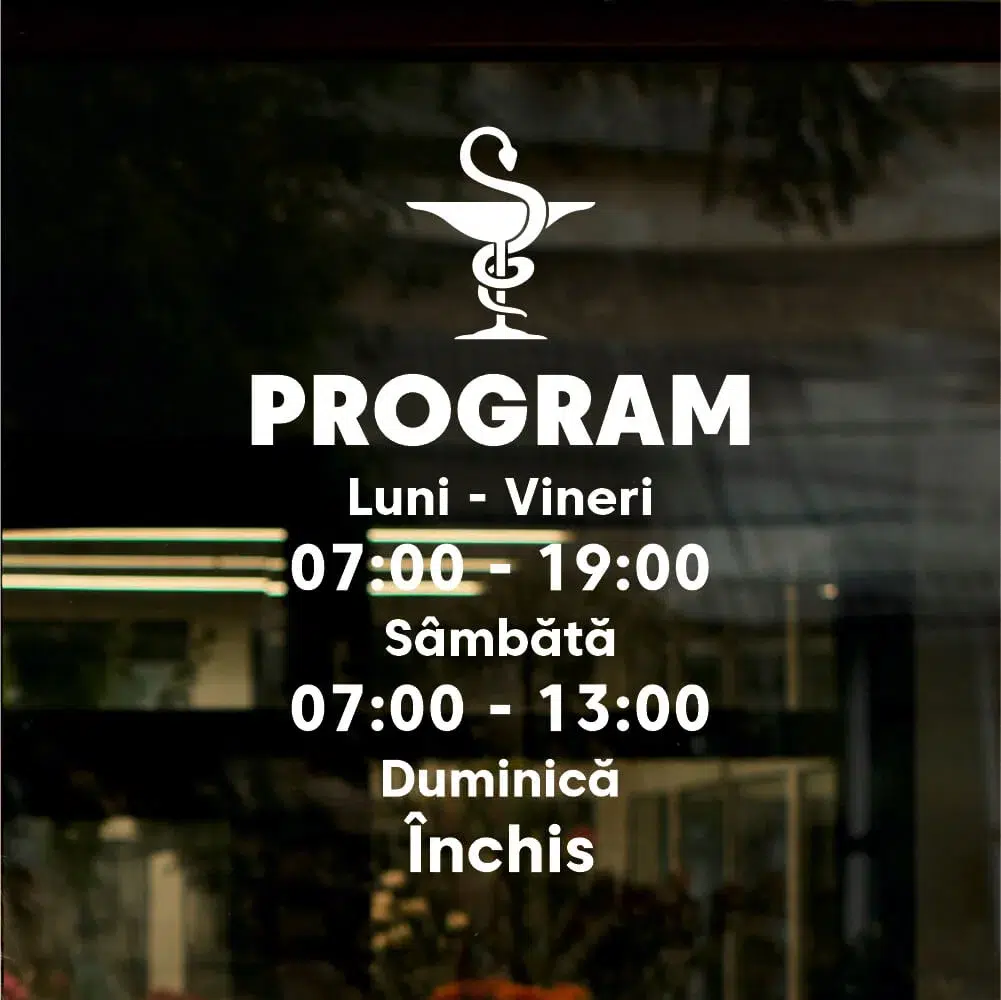 Sticker program farmacie Text cu simbol sarpe (1)