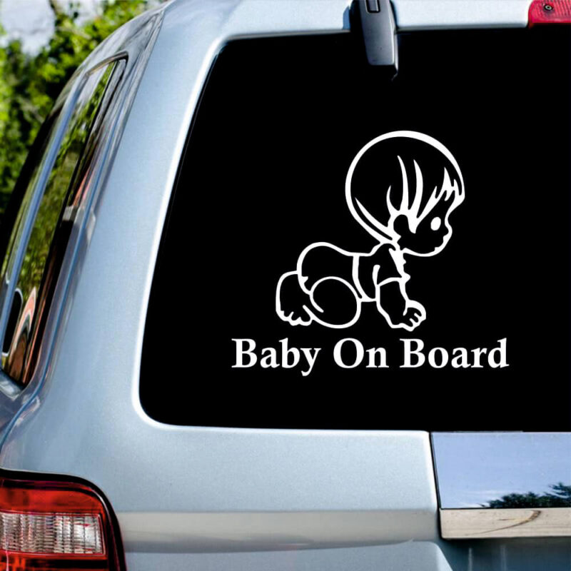 Sticker auto Baby On Board în genuchi