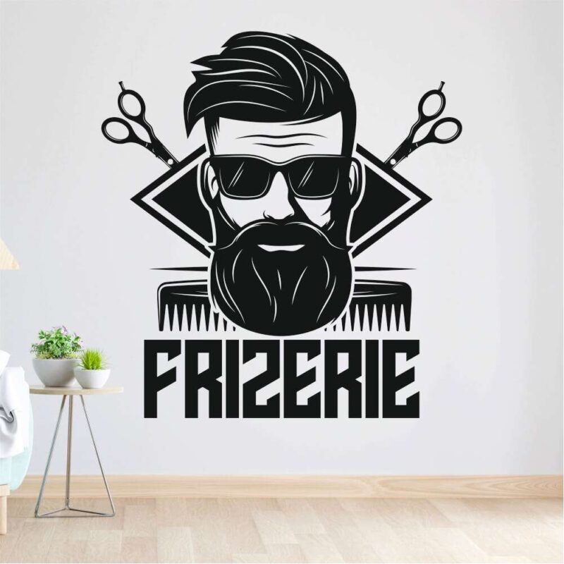 Sticker perete siluetă - Bărbat frizerie