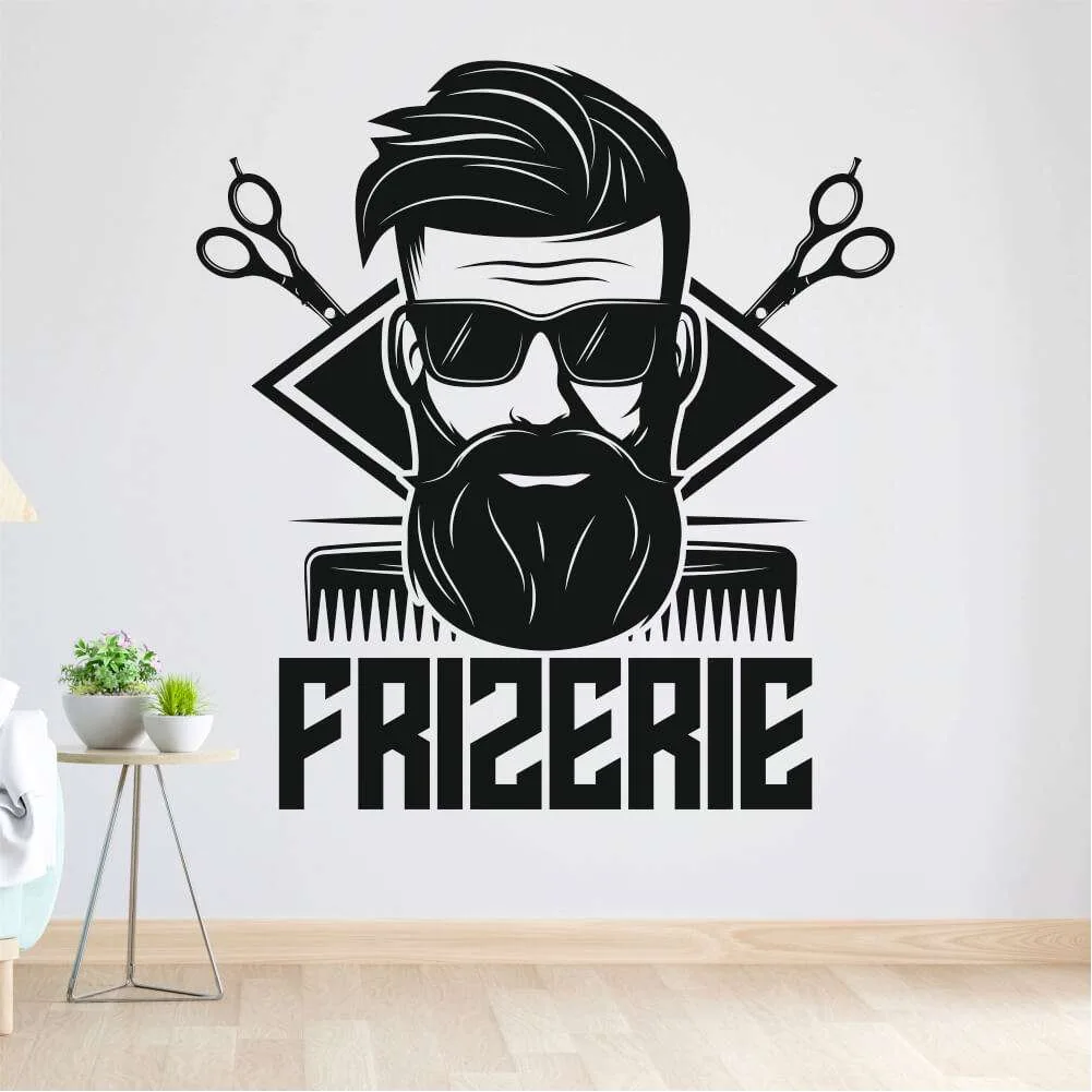 Sticker perete siluetă - Bărbat frizerie