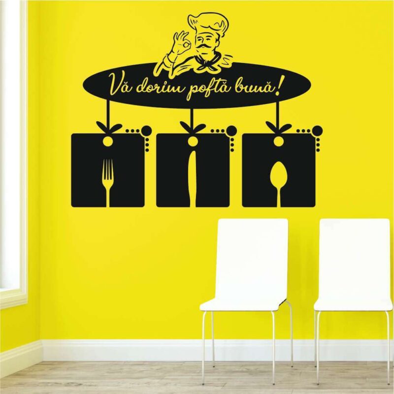Sticker perete - Bucătarul care vă dorește poftă bună