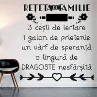 Sticker perete siluetă - Rețeta de familie citat