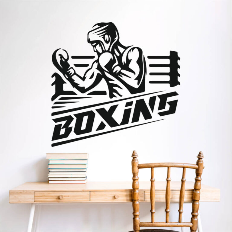 Sticker perete siluetă – Boxing – Bărbat în ring • WallSign