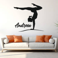 Sticker perete siluetă - Arta Gimnasticii - Nume copil