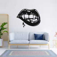 Sticker perete siluetă - Buze cu dinți de vampir