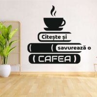 Sticker perete siluetă Citește și savurează o CAFEA