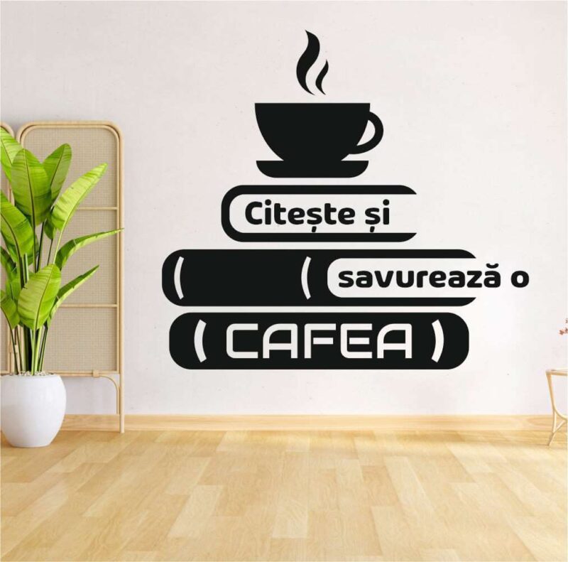 Sticker perete siluetă Citește și savurează o CAFEA