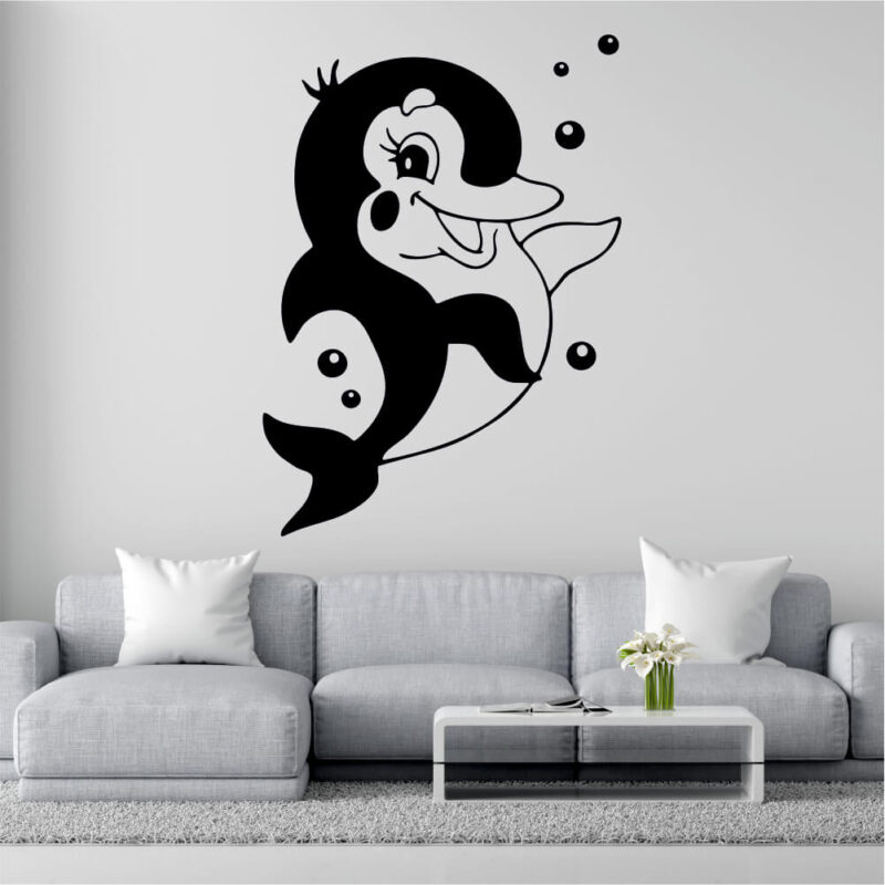 Sticker perete siluetă - Delfin jucăuș