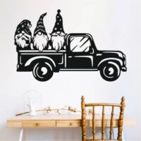 Sticker perete siluetă - Gnomi în mașină