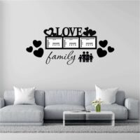 Sticker perete siluetă - Love family - ramă fotografie