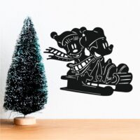 Sticker perete siluetă Mickey și Minnie pe sanie