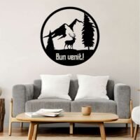 Sticker perete siluetă - Munte cu cerb - Bun venit!