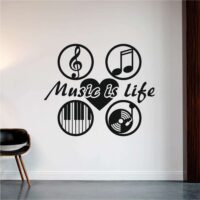Sticker perete siluetă - Music is life