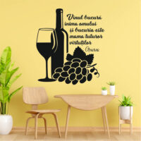 Sticker perete siluetă - Pahar cu Sticlă vin - Citat