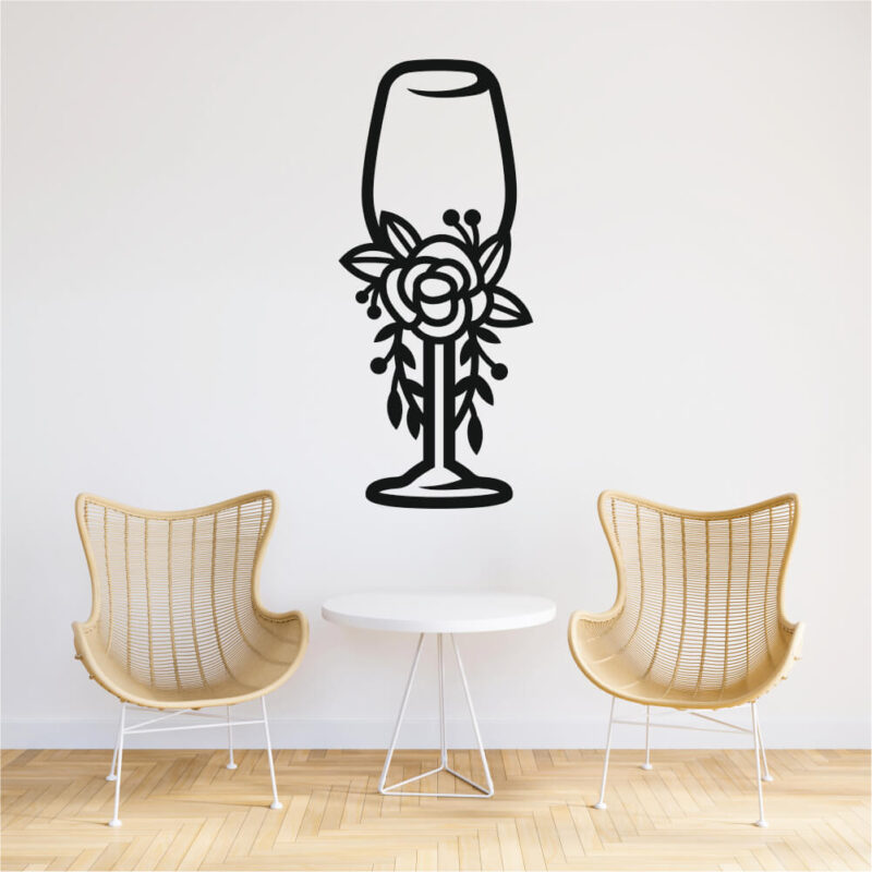 Sticker perete siluetă - Pahar de vin stilizat