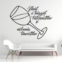 Sticker perete siluetă - Pahar vin - Citat