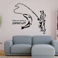 Sticker perete siluetă - Pescar - Născut pentru pescuit