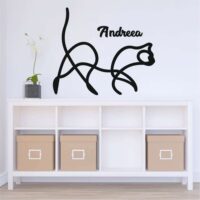 Sticker perete siluetă - Pisică - Nume copil
