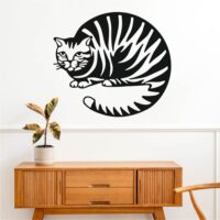 Sticker perete siluetă - Pisică vărgată