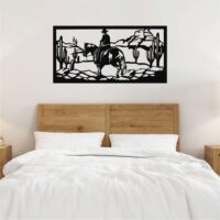 Sticker perete siluetă - Tablou cowboy vestul sălbatic