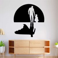 Sticker perete siluetă - Tată supererou şi fiică