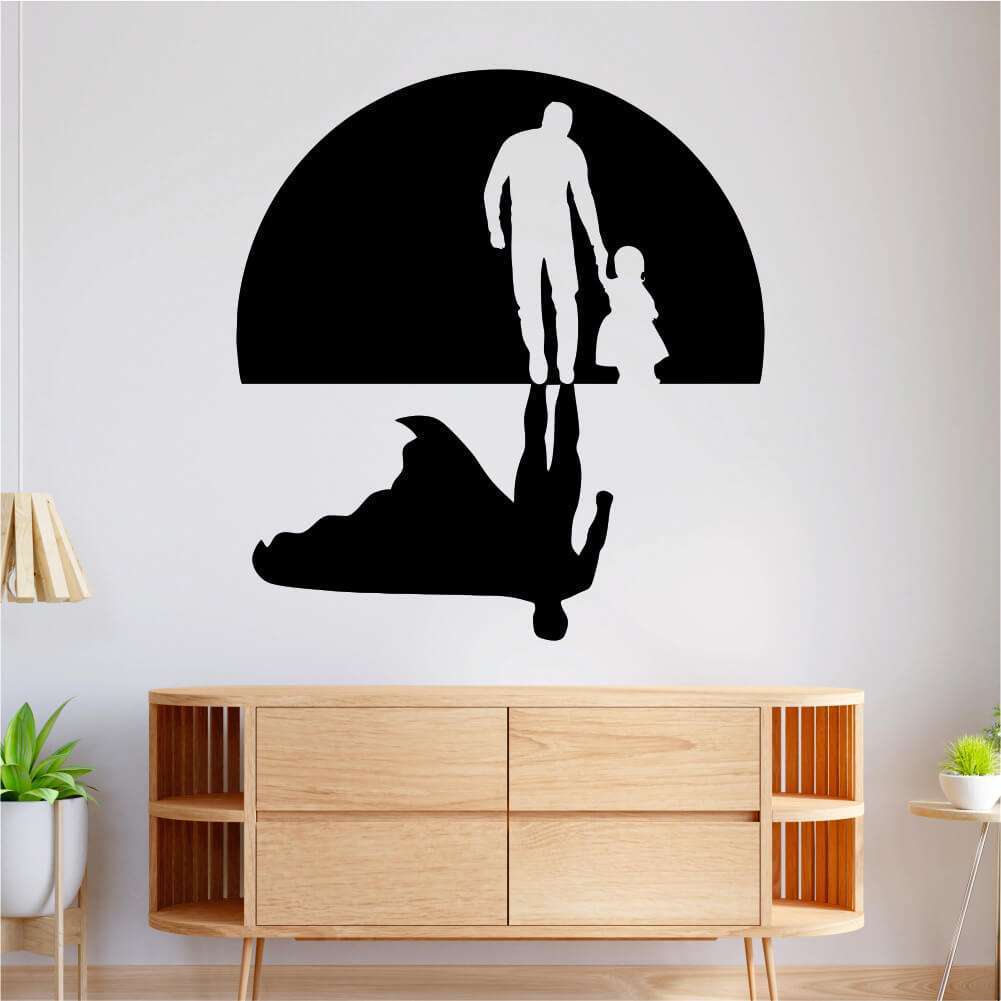 Sticker perete siluetă - Tată supererou şi fiică
