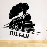 Sticker perete siluetă - Tren nume copil