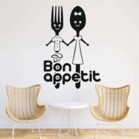 Sticker perete siluetă - Furculiță & linguriță bon appetite