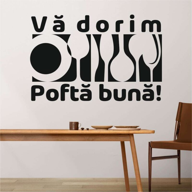 Sticker perete siluetă - Veselă - Vă dorim poftă bună!