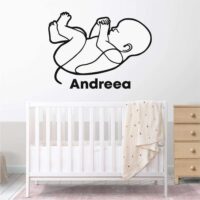 Sticker perete siluetă – Bebeluși dormind - nume copil