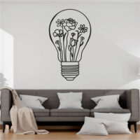 Sticker perete siluetă – Bec cu flori