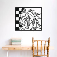 Sticker perete siluetă – Cal cu șah