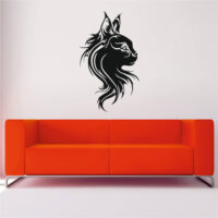 Sticker perete siluetă – Cap de pisică