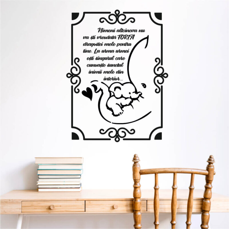 Sticker perete siluetă – Citat elefant mama și copilu