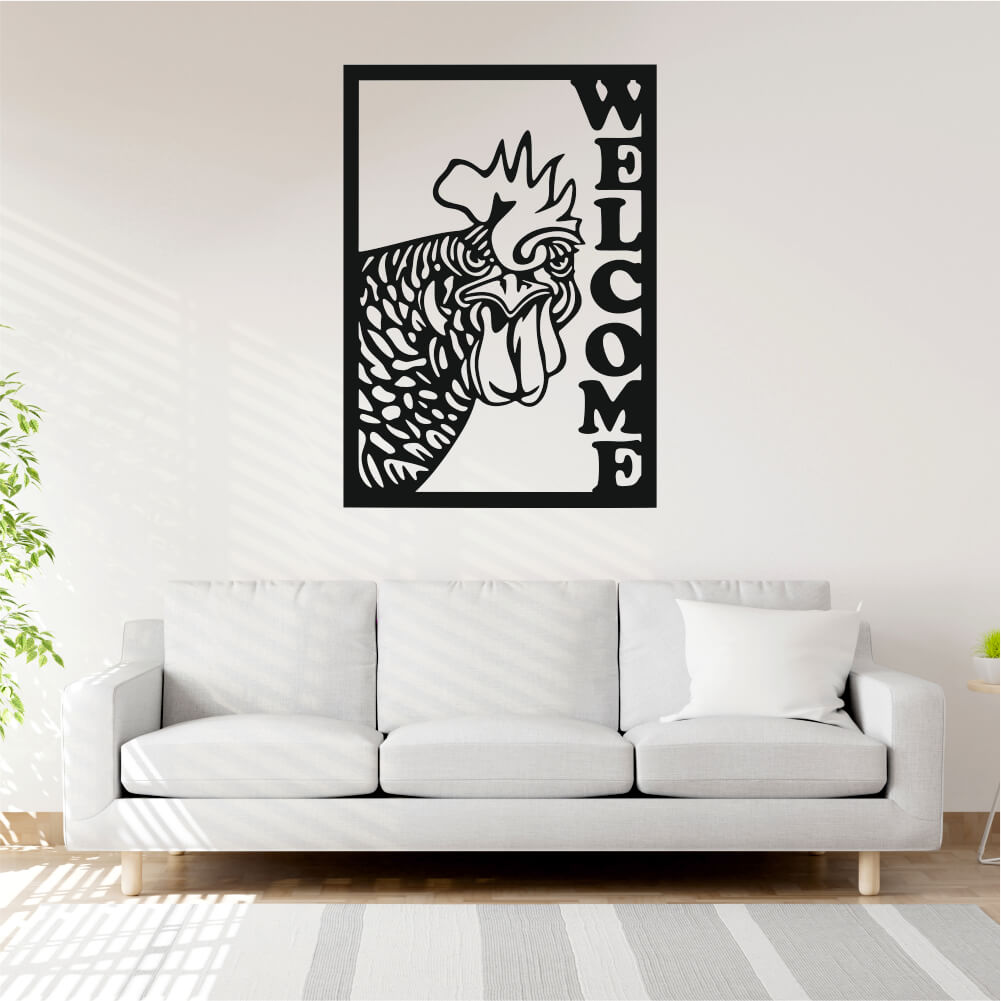 Sticker perete siluetă – Cocoș Welcome