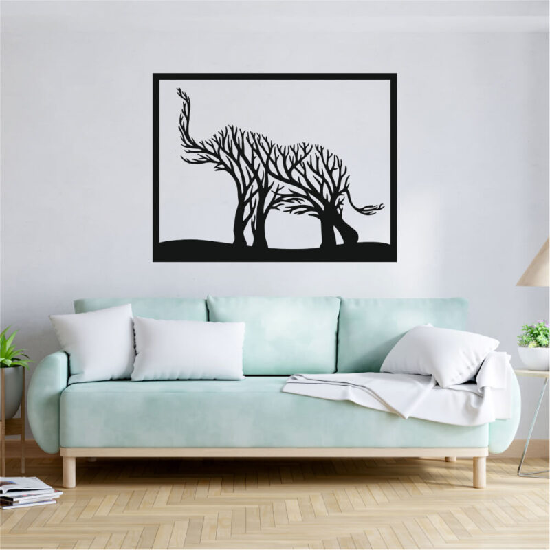 Sticker perete siluetă – Elefant din crengi copac