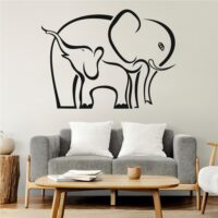 Sticker perete siluetă – Elefanți mama și copilul