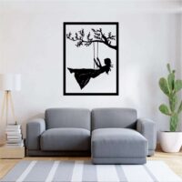 Sticker perete siluetă – Fata pe leagăn