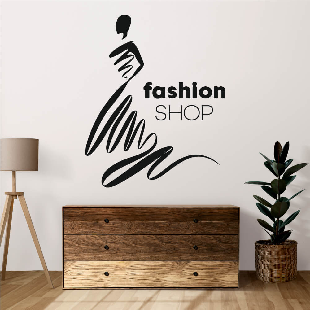 Sticker perete siluetă – Femeie fashion SHOP