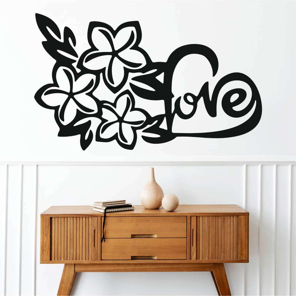 Sticker perete siluetă – Flori din inimă
