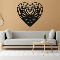 Sticker perete siluetă – Inimă cu lebede